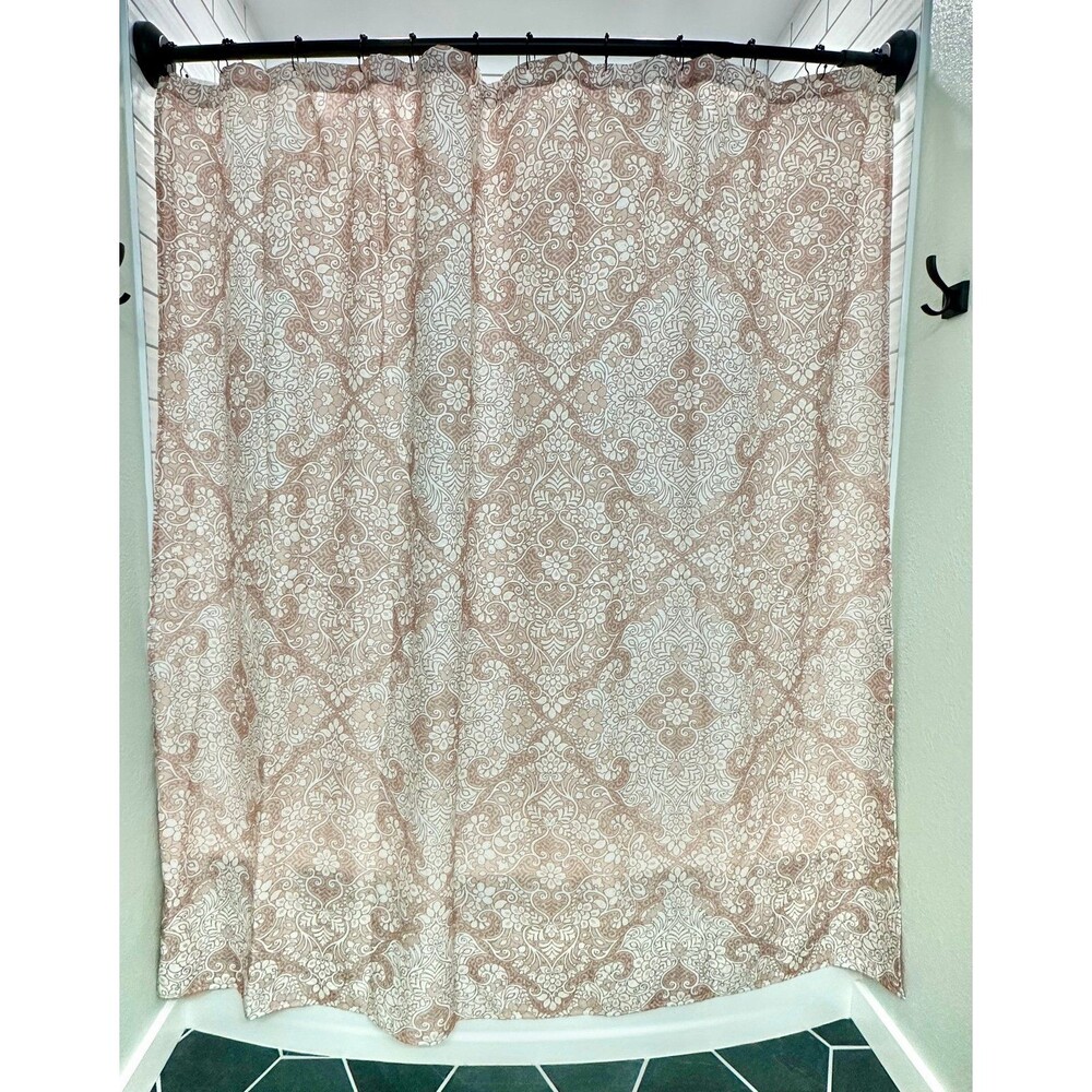 Better Homes & Gardens Blush Pink Damask Fabric Bath Shower Curtain